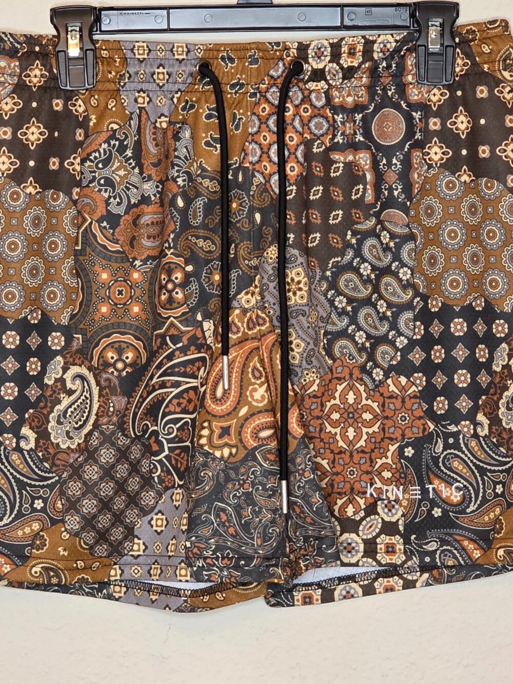 Kinetic Kings Brown Tone Paisley Fundamental Shorts, Size Men's Large